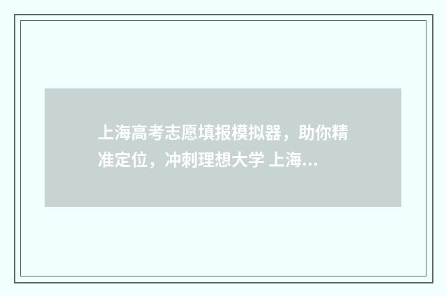 上海高考志愿填报模拟器，助你精准定位，冲刺理想大学 上海高考志愿填报表范本