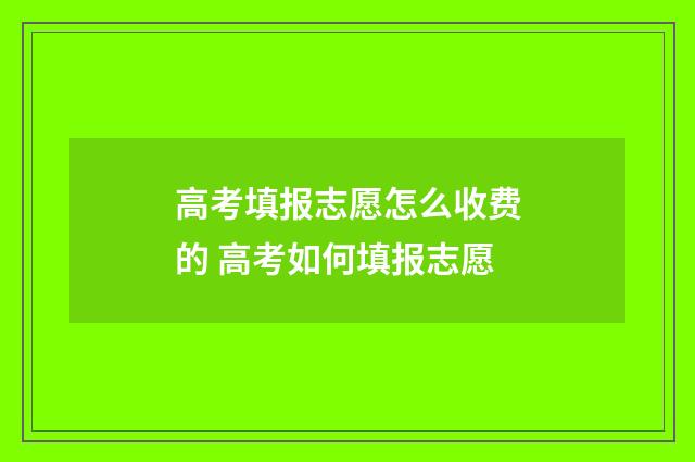 高考填报志愿怎么收费的 高考如何填报志愿