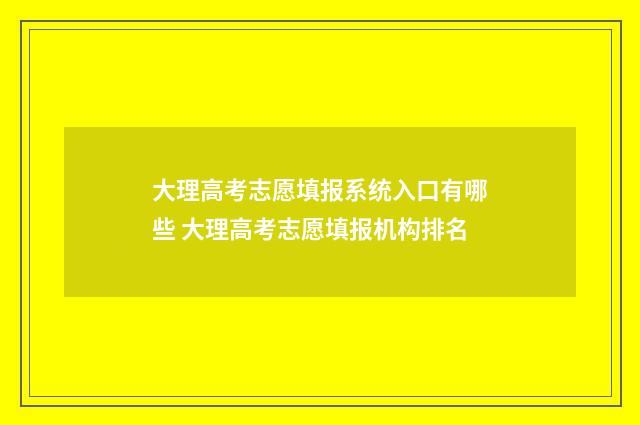 大理高考志愿填报系统入口有哪些 大理高考志愿填报机构排名