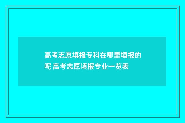 高考志愿填报专科在哪里填报的呢 高考志愿填报专业一览表