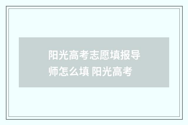 阳光高考志愿填报导师怎么填 阳光高考