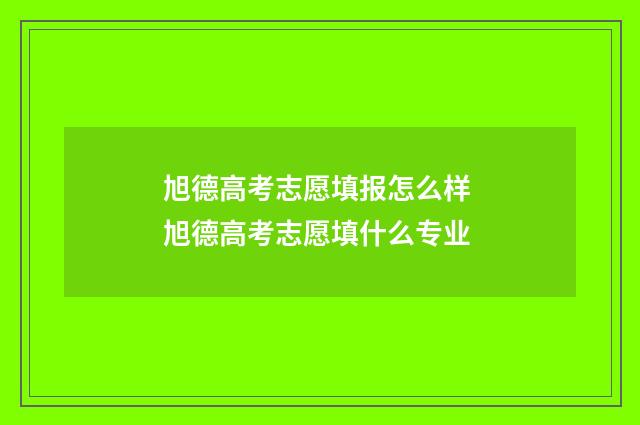 旭德高考志愿填报怎么样 旭德高考志愿填什么专业