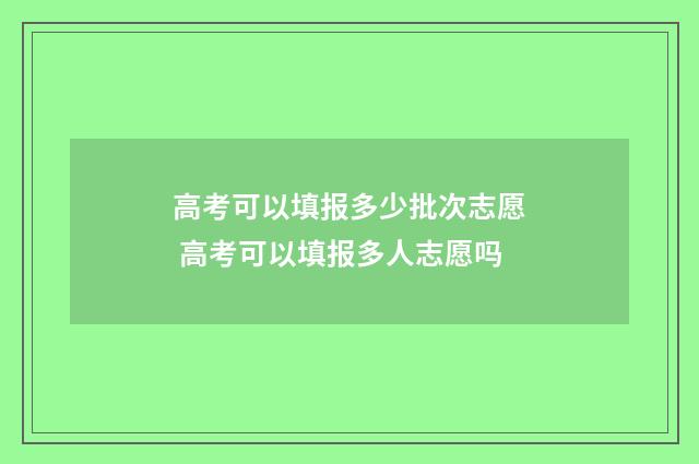 高考可以填报多少批次志愿 高考可以填报多人志愿吗