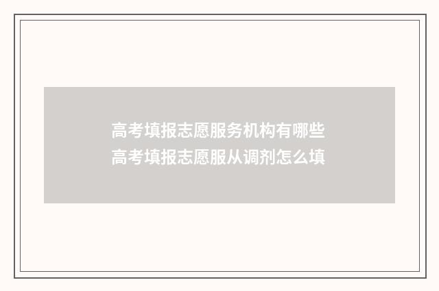 高考填报志愿服务机构有哪些 高考填报志愿服从调剂怎么填