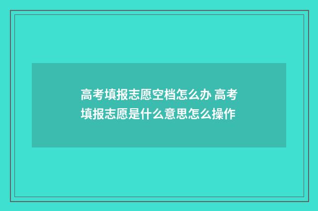 高考填报志愿空档怎么办 高考填报志愿是什么意思怎么操作