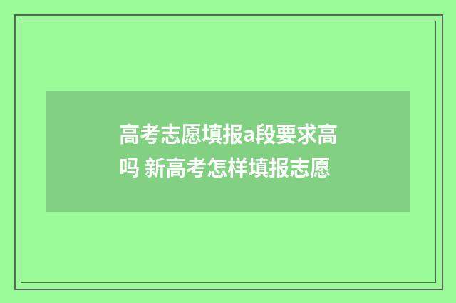 高考志愿填报a段要求高吗 新高考怎样填报志愿