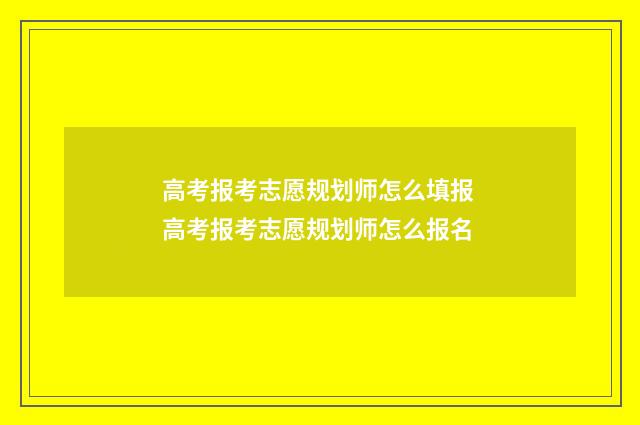 高考报考志愿规划师怎么填报 高考报考志愿规划师怎么报名