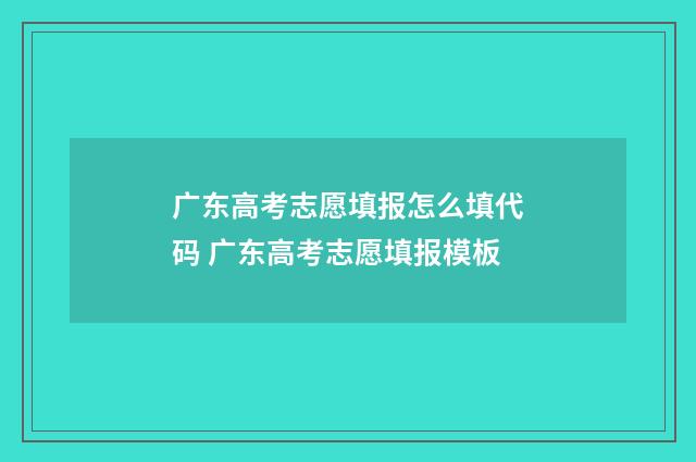 广东高考志愿填报怎么填代码 广东高考志愿填报模板