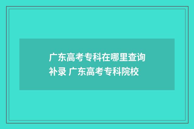 广东高考专科在哪里查询补录 广东高考专科院校