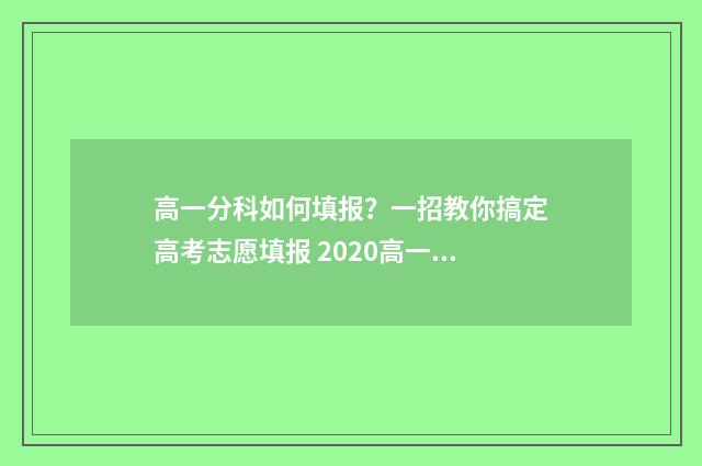 高一分科如何填报？一招教你搞定高考志愿填报 2020高一如何分科
