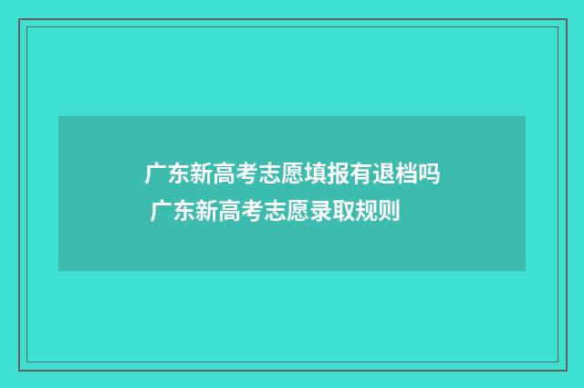 广东新高考志愿填报有退档吗 广东新高考志愿录取规则