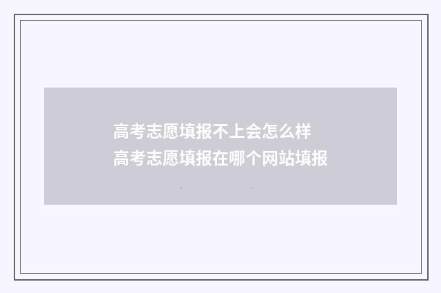 高考志愿填报不上会怎么样 高考志愿填报在哪个网站填报