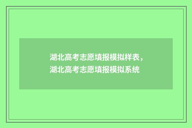 湖北高考志愿填报模拟样表，湖北高考志愿填报模拟系统