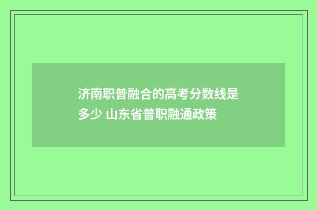 济南职普融合的高考分数线是多少 山东省普职融通政策