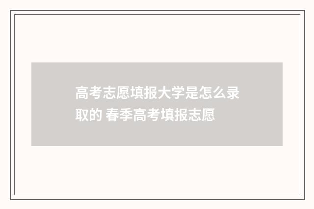 高考志愿填报大学是怎么录取的 春季高考填报志愿