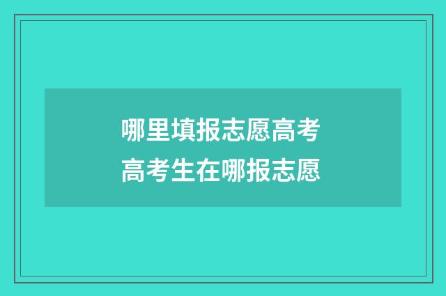 哪里填报志愿高考 高考生在哪报志愿