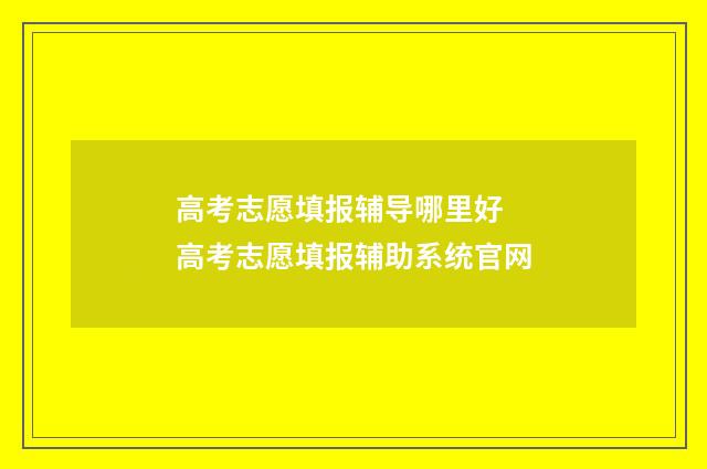 高考志愿填报辅导哪里好 高考志愿填报辅助系统官网