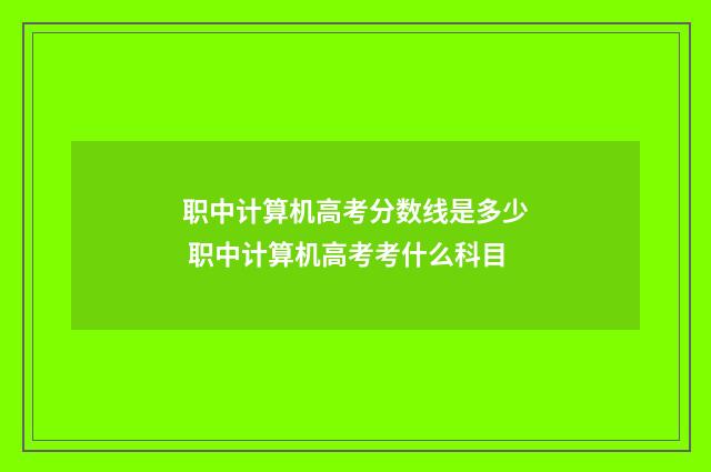 职中计算机高考分数线是多少 职中计算机高考考什么科目