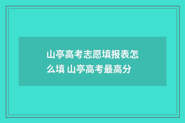 山亭高考志愿填报表怎么填 山亭高考最高分