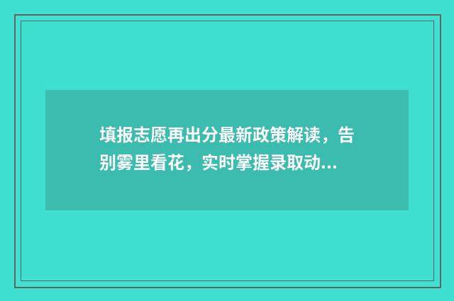 填报志愿再出分最新政策解读，告别雾里看花，实时掌握录取动态 志愿填报结束后才开始录取吗