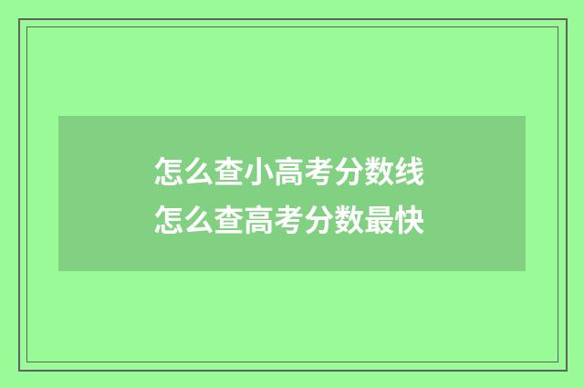 怎么查小高考分数线 怎么查高考分数最快