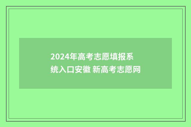 2024年高考志愿填报系统入口安徽 新高考志愿网