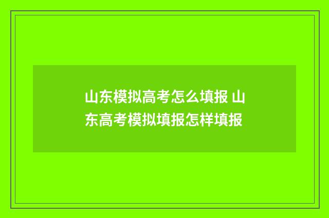 山东模拟高考怎么填报 山东高考模拟填报怎样填报