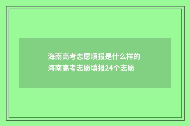 海南高考志愿填报是什么样的 海南高考志愿填报24个志愿