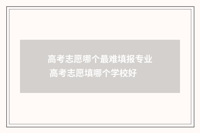 高考志愿哪个最难填报专业 高考志愿填哪个学校好