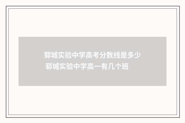 郓城实验中学高考分数线是多少 郓城实验中学高一有几个班