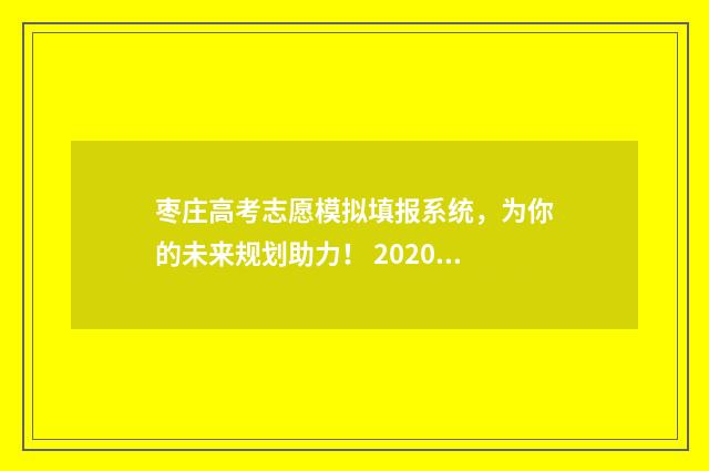 枣庄高考志愿模拟填报系统，为你的未来规划助力！ 2020年枣庄高考