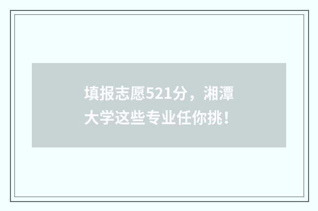填报志愿521分，湘潭大学这些专业任你挑！