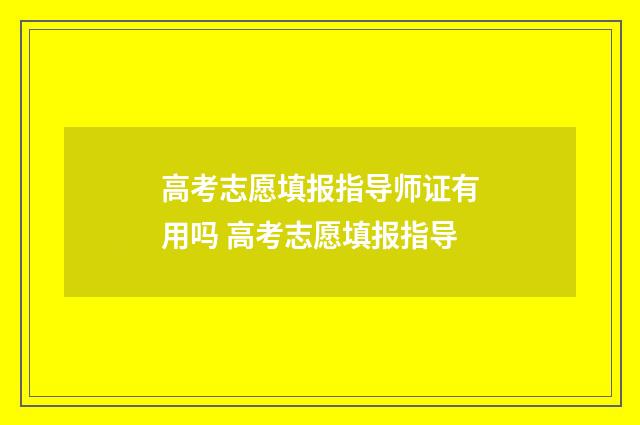 高考志愿填报指导师证有用吗 高考志愿填报指导