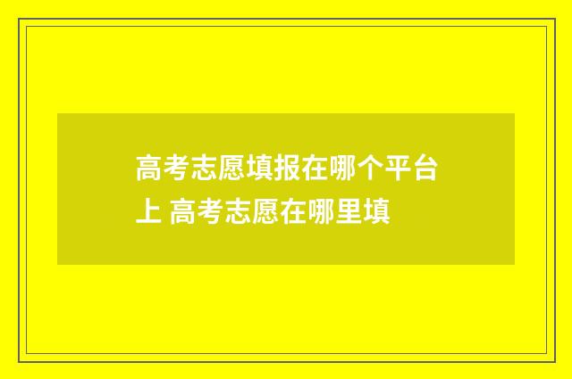 高考志愿填报在哪个平台上 高考志愿在哪里填