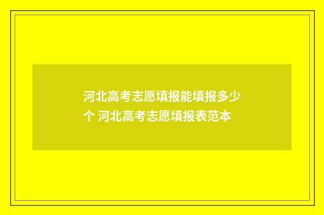 河北高考志愿填报能填报多少个 河北高考志愿填报表范本