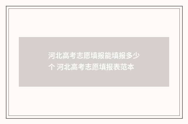 河北高考志愿填报能填报多少个 河北高考志愿填报表范本