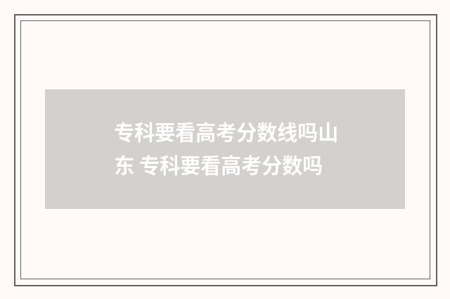 专科要看高考分数线吗山东 专科要看高考分数吗