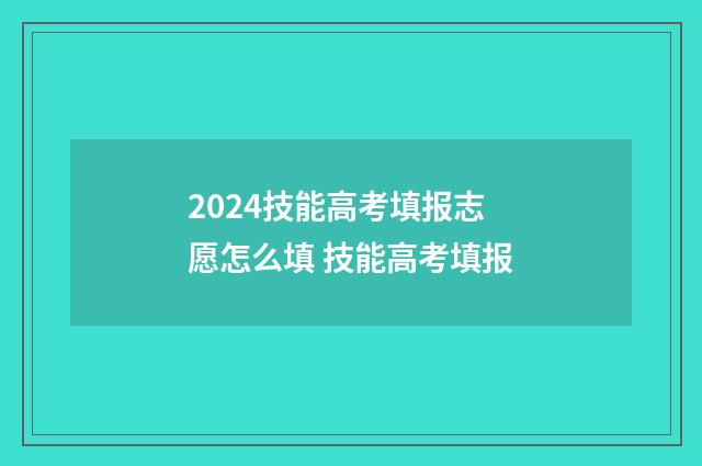 2024技能高考填报志愿怎么填 技能高考填报
