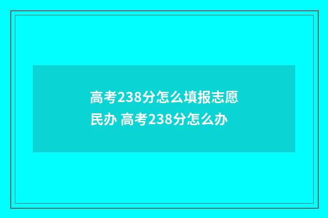 高考238分怎么填报志愿民办 高考238分怎么办