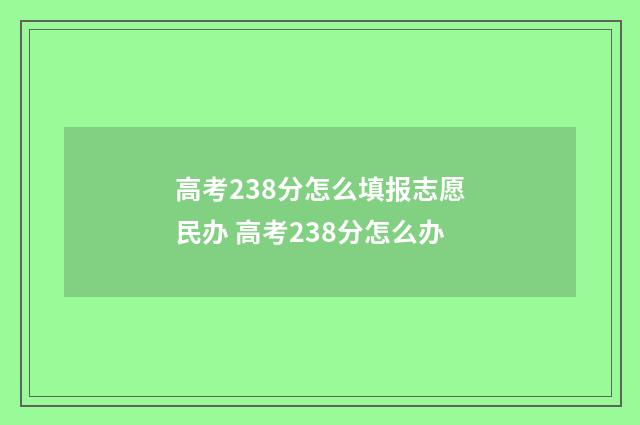 高考238分怎么填报志愿民办 高考238分怎么办