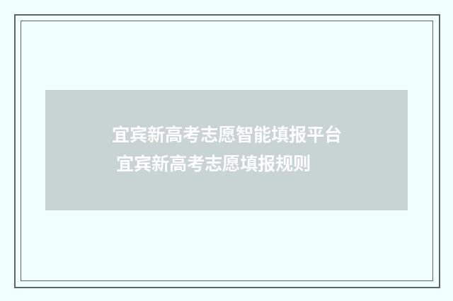 宜宾新高考志愿智能填报平台 宜宾新高考志愿填报规则