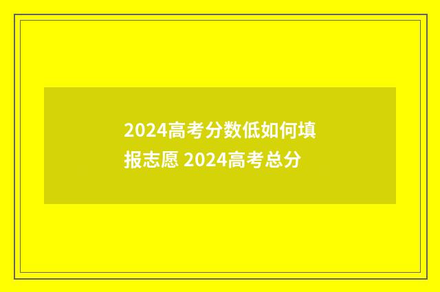 2024高考分数低如何填报志愿 2024高考总分