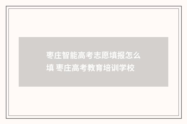 枣庄智能高考志愿填报怎么填 枣庄高考教育培训学校