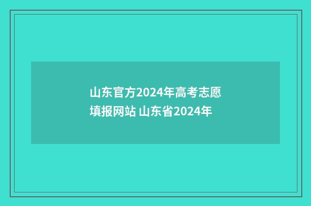 山东官方2024年高考志愿填报网站 山东省2024年