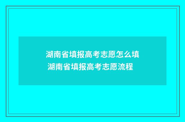 湖南省填报高考志愿怎么填 湖南省填报高考志愿流程
