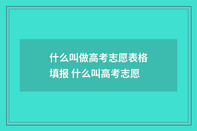 什么叫做高考志愿表格填报 什么叫高考志愿