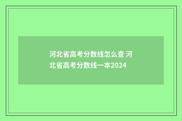 河北省高考分数线怎么查 河北省高考分数线一本2024