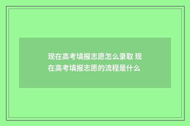 现在高考填报志愿怎么录取 现在高考填报志愿的流程是什么