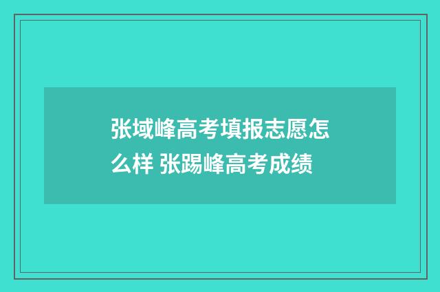 张域峰高考填报志愿怎么样 张踢峰高考成绩