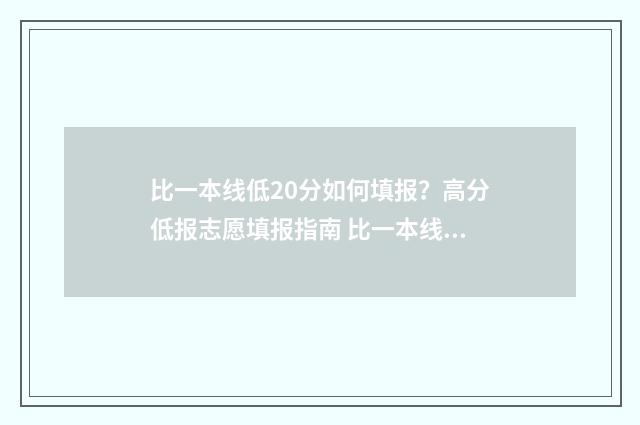 比一本线低20分如何填报？高分低报志愿填报指南 比一本线低20分的大学文科